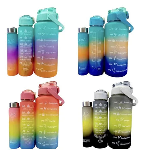 Set De 3 Termos Botella De Agua Motivaci